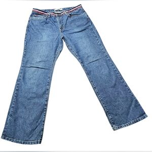 Tommy Hilfiger Jeans Women Size 14 Classic Blue Denim 100% Cotton Flare Wide Leg